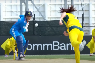 "Indian and Australian women cricketers in action during the ODI series."