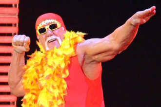 Hulk Hogan in 2014 wearing his signature bandana and sunglasses