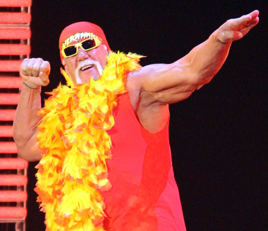 Hulk Hogan in 2014 wearing his signature bandana and sunglasses