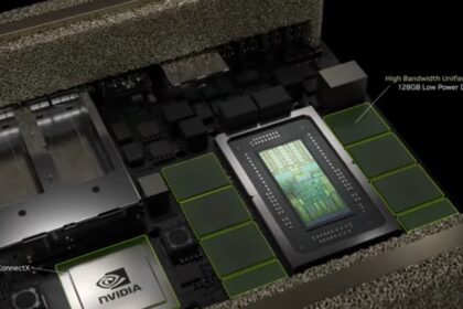 Close-up of NVIDIA's GPU chip, symbolizing the company's leading role in AI hardware and semiconductor technology.