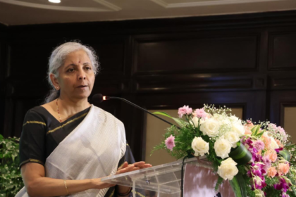 Finance Minister Nirmala Sitharaman delivering a speech during an official event