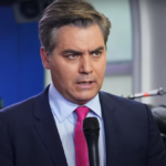 Jim Acosta speaking at a CNN event, possibly discussing his departure from the network.