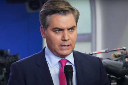 Jim Acosta speaking at a CNN event, possibly discussing his departure from the network.