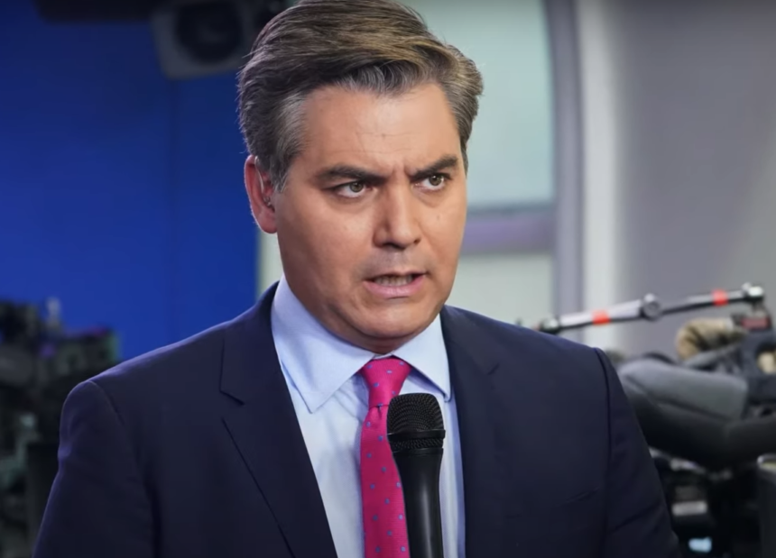 Jim Acosta speaking at a CNN event, possibly discussing his departure from the network.