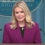 White House Press Secretary Karoline Leavitt addressing reporters during a press briefing.