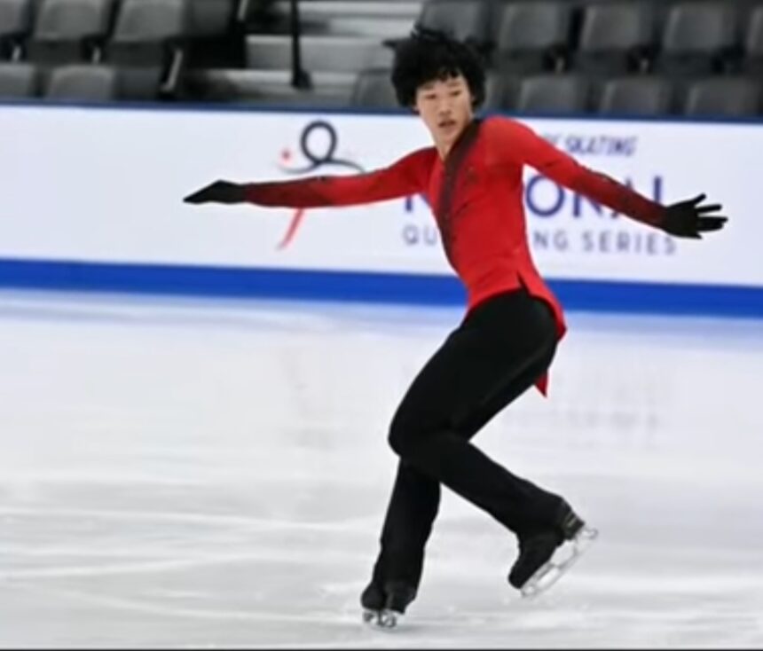 Figure skater performing on ice, symbolizing the memory and legacy of Spencer Lane in the figure skating community.