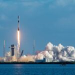 SpaceX Falcon 9 rocket lifting off from Cape Canaveral, marking another successful satellite deployment mission.