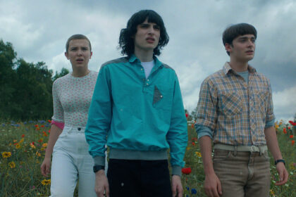 Mike Wheeler and other Stranger Things characters in a tense scene from the upcoming final season.