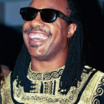 Stevie Wonder performing at an event, wearing his signature sunglasses and a stylish outfit.