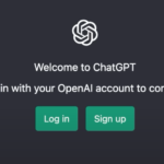 ChatGPT login page displayed with sign-in and sign-up options.