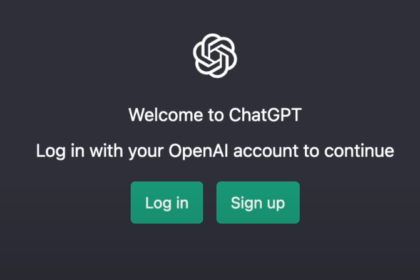 ChatGPT login page displayed with sign-in and sign-up options.