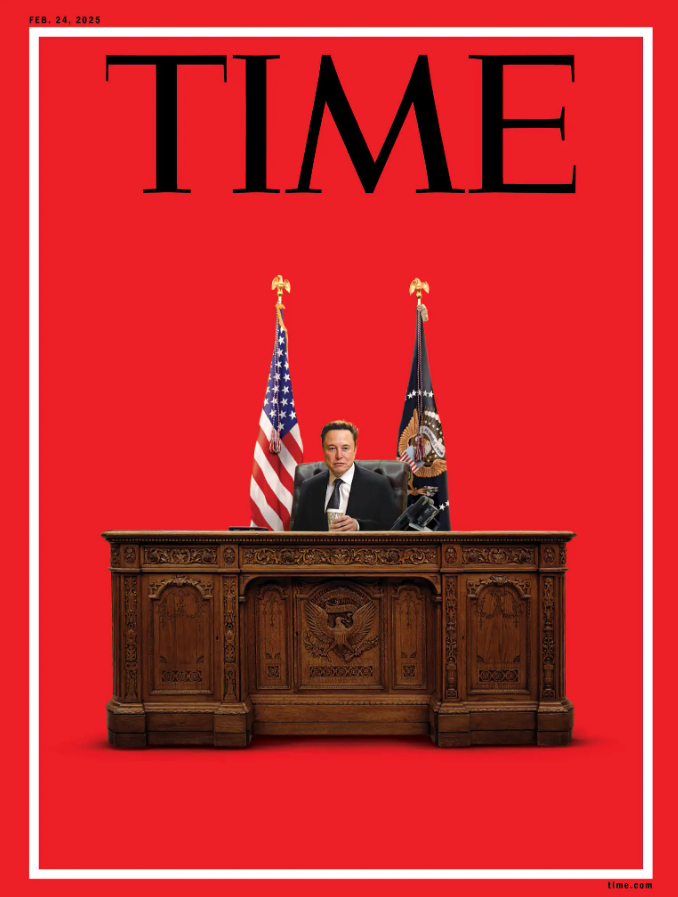 TIME Magazine Cover Featuring Elon Musk and Donald Trump at the Resolute Desk in the Oval Office