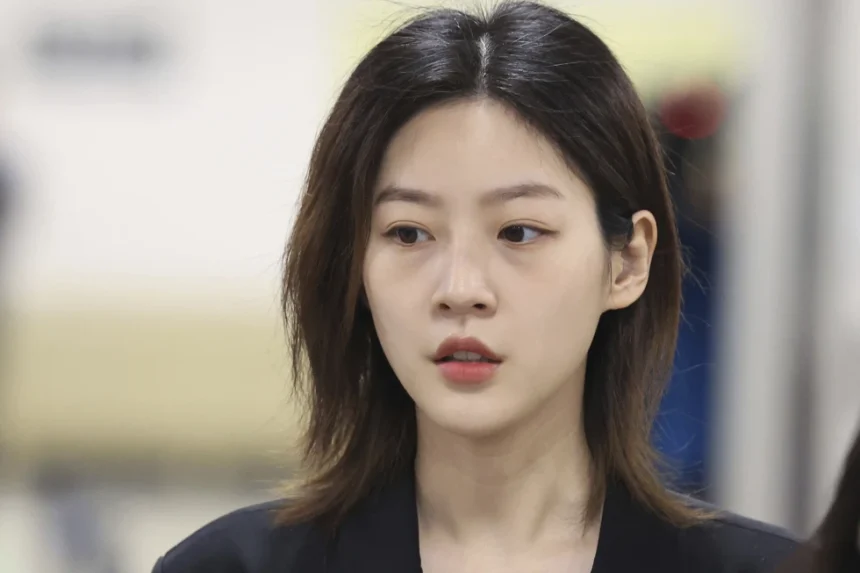 Kim Sae-ron in a public appearance before her tragic passing, as discussions arise over South Korea's entertainment industry pressures.