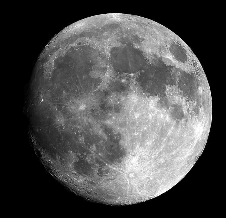 The Full Snow Moon of February 2025, shining brightly in the night sky, reaching its peak illumination on February 12.